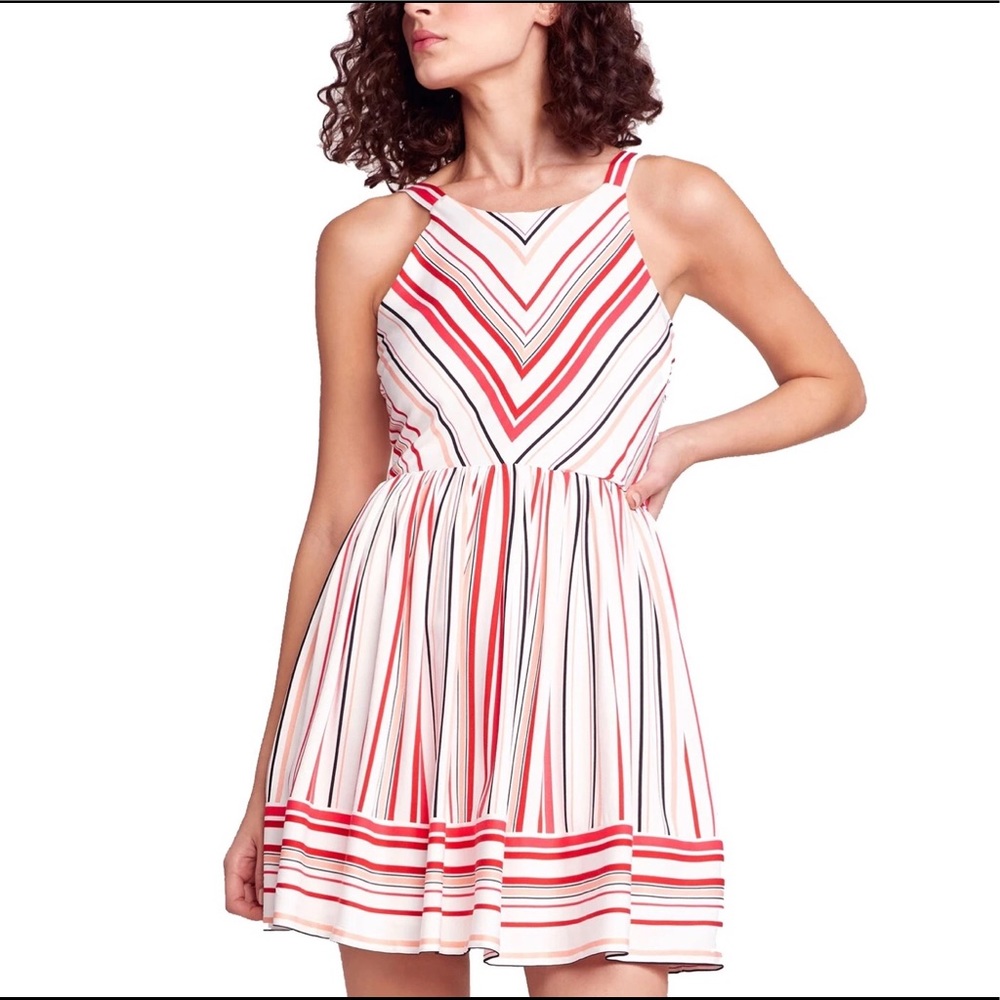BB Dakota Striped Fit and Flare Dress